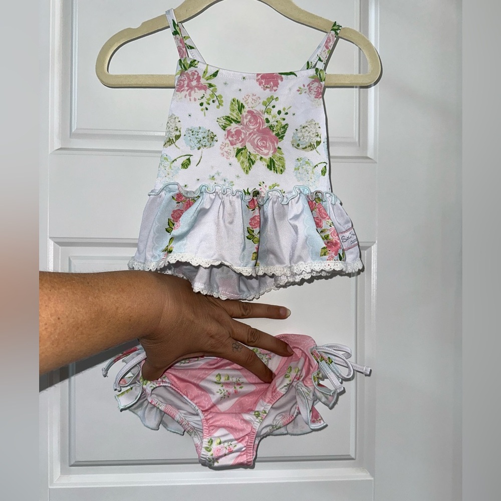 SweetHoney Pink and White 2 piece swimsuit